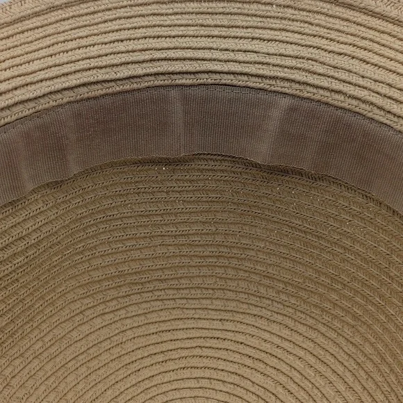 Expressions| Vintage Tan Straw Hat with Black Band - Picture 9 of 11